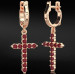 Mono earring gold Cross with cubic zirconia 223110fk