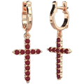 Mono earring gold Cross with cubic zirconia 223110fk