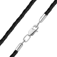 Neck cord braided leather 3.0 silver 1105232-3.0