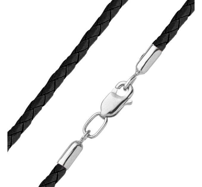 Neck cord braided leather 2.5 silver 1105232-2.5