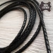 Leather braided neck cord 4,0 gold Twig 1129130-4,0