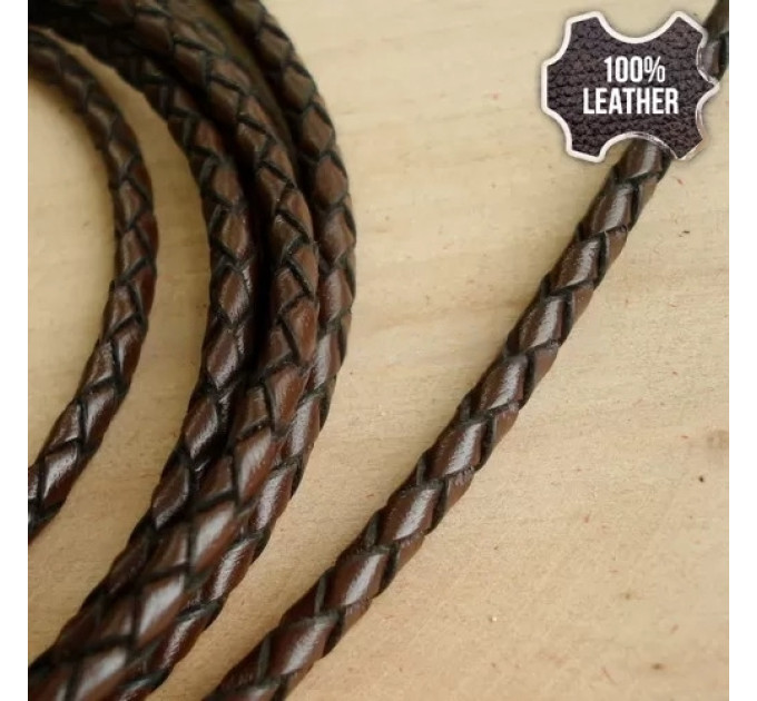 Leather braided neck cord 3,0 silver Trident 1111232-3,0