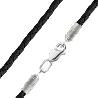 Leather braided neck cord 2,5 silver Trident 1111232-2,5