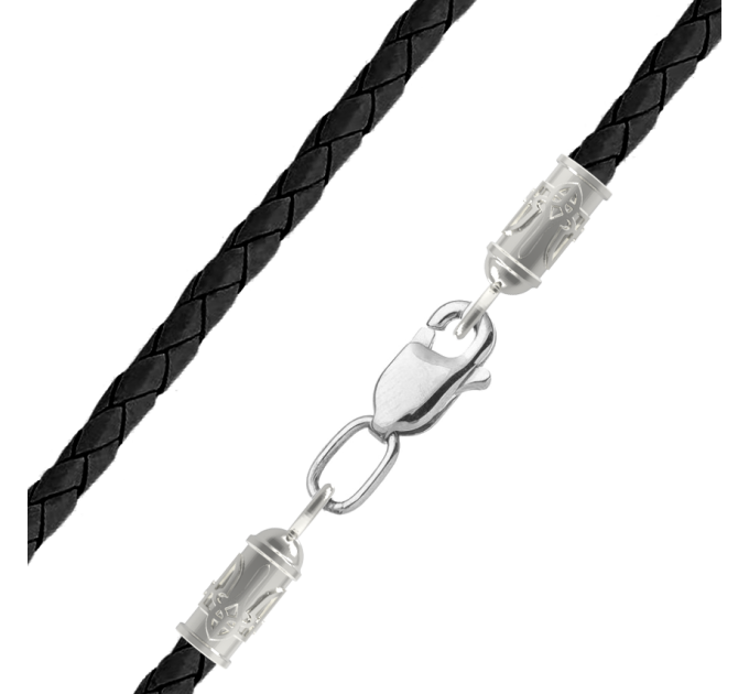 Leather braided neck cord 4,0 silver Trident 1111232-4,0