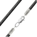 Neck cord Braided leather 5,0 silver Trident 1112232-5,0