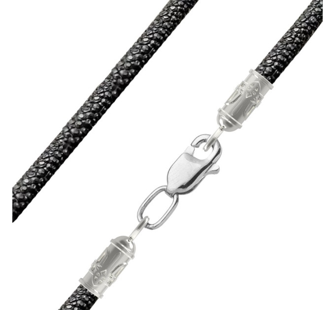 Neck cord Braided leather 4,0 silver Trident 1112232-4,0