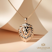 Gold and silver lion pendant in zodiac design